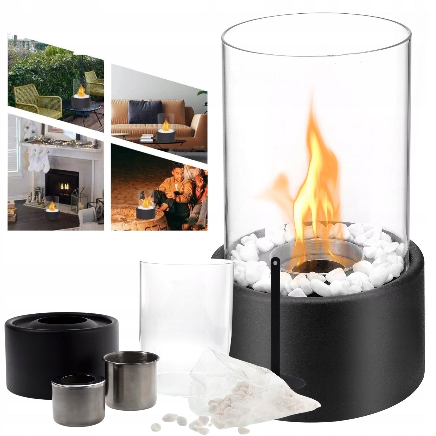 CHEAP HOME BIO FIREPLACE FREESTANDING MOBILE FOR BIOFUEL BLACK