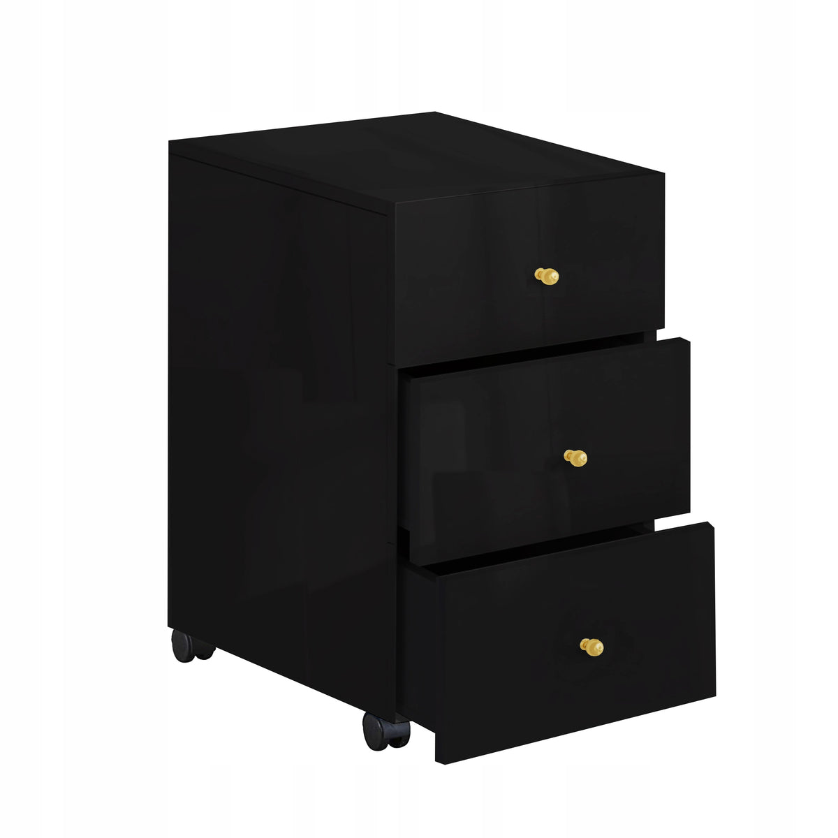 CHEST OF DRAWERS ON WHEELS AUXILIARY DRAWERS KLARA 3S BLACK GLOSS Color black