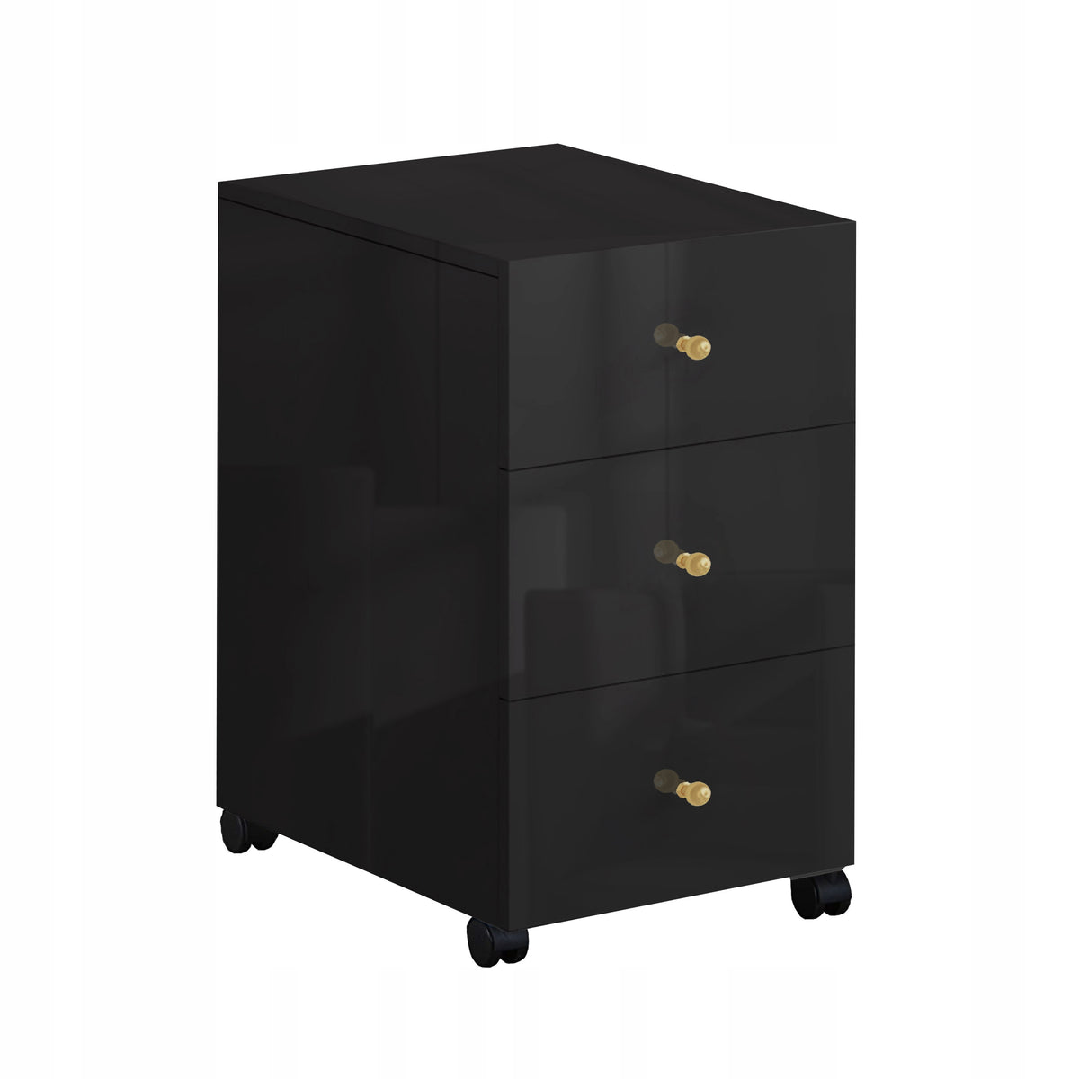 CHEST OF DRAWERS ON WHEELS AUXILIARY DRAWERS KLARA 3S BLACK GLOSS