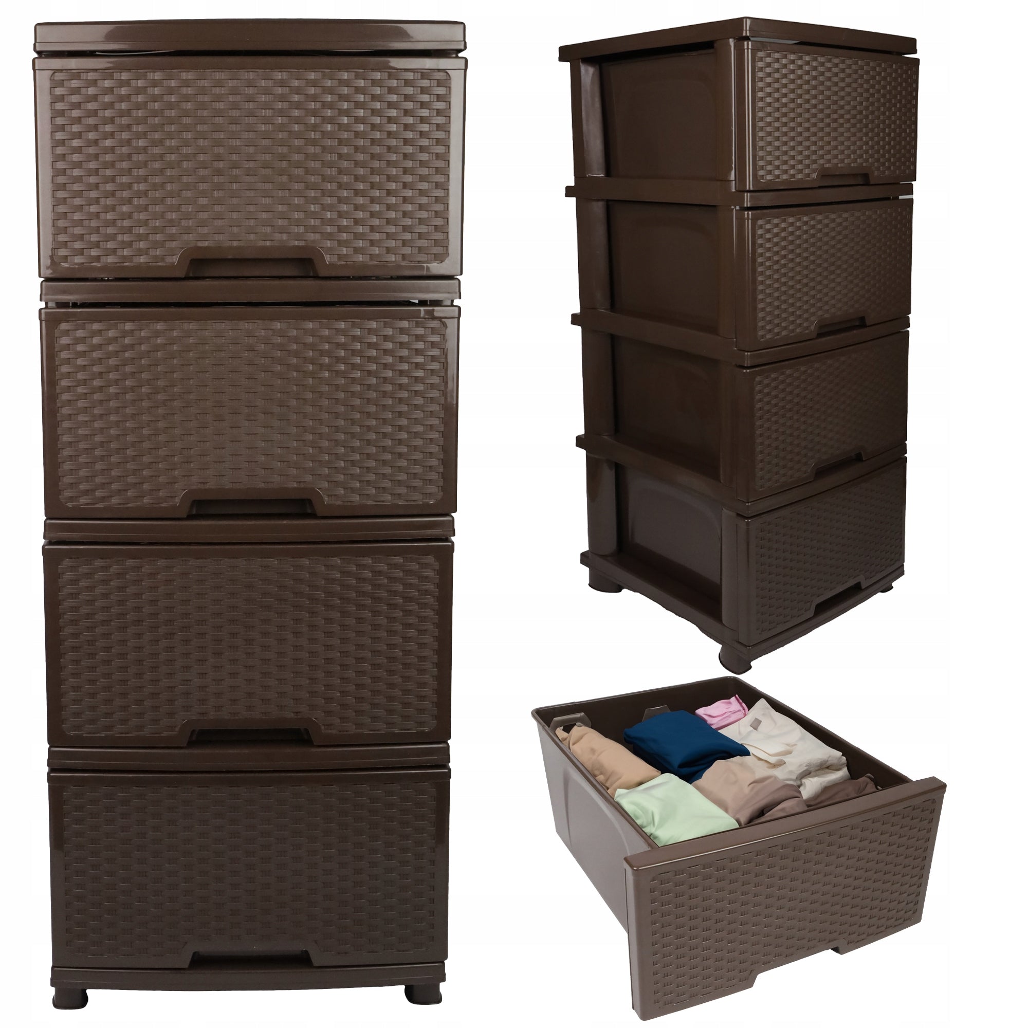 CHEST OF DRAWERS PLASTIC BROWN FREESTANDING BOOKCASE ORGANIZER
