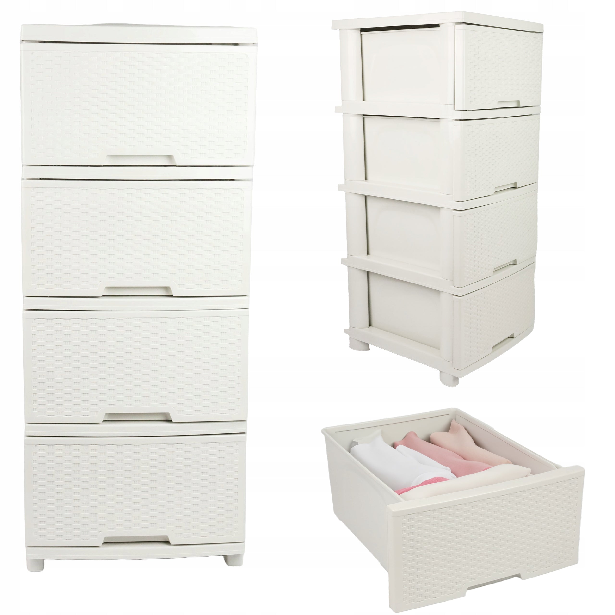 CHEST OF DRAWERS PLASTIC ECRU FREESTANDING BOOKCASE ORGANIZER