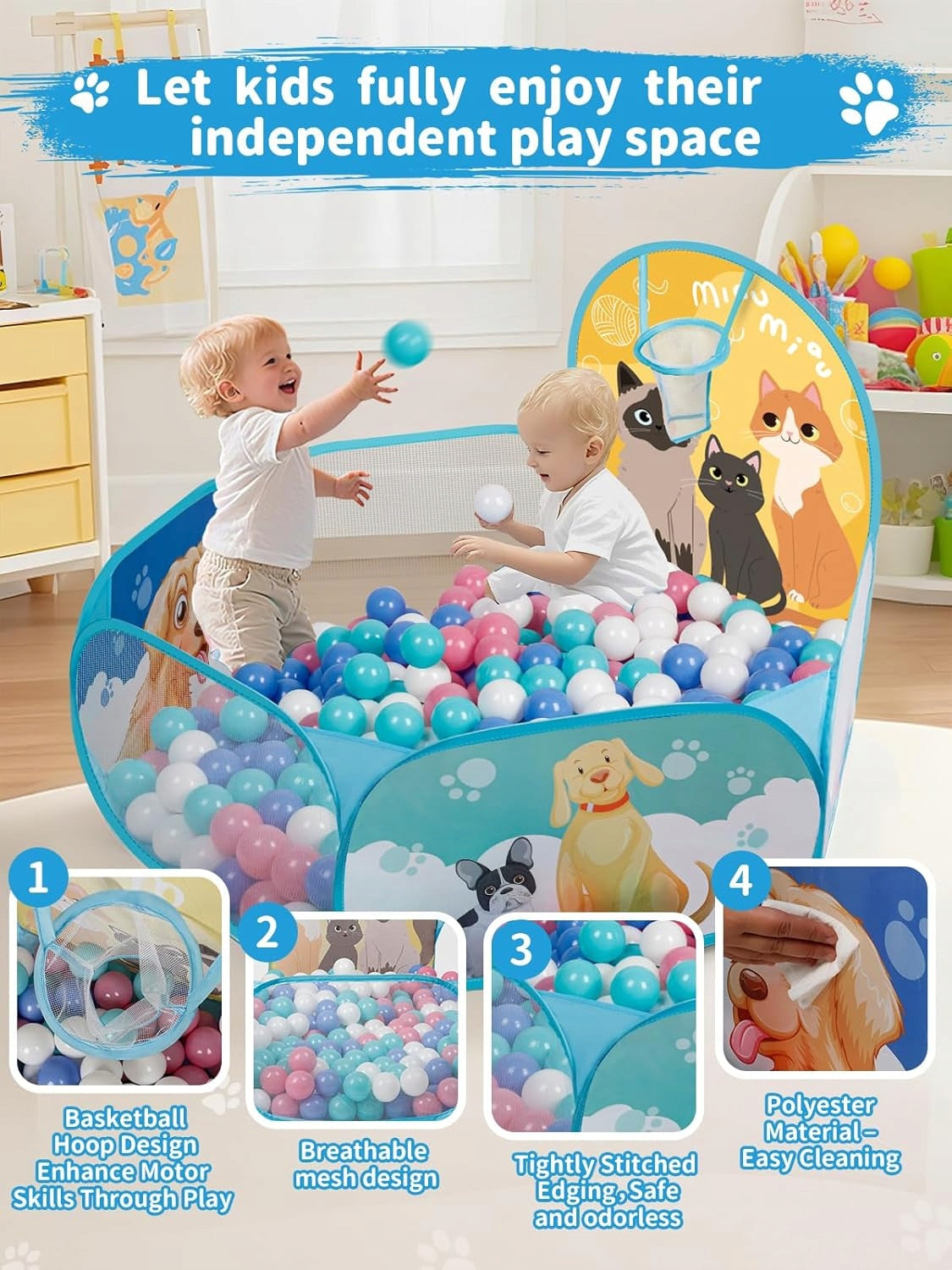 CHILDREN'S BALL POOL WITH BASKETBALL HOOP 120CM FOLDING DRY Brand no brand
