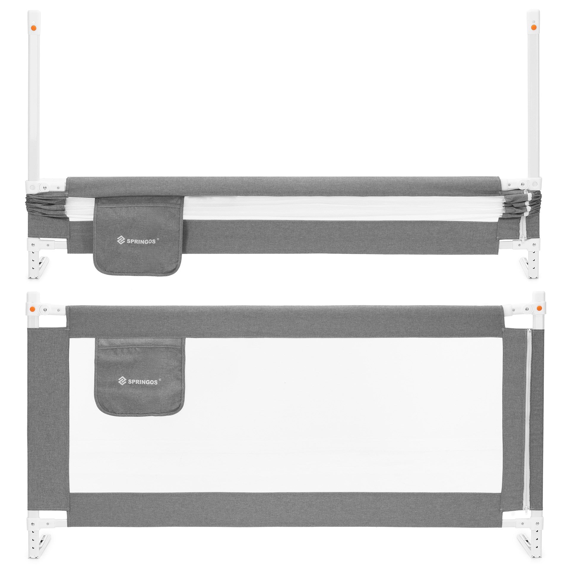 CHILDREN'S BED RAILING 160CM SPRINGOS FOLDING PROTECTIVE GREY Manufacturer code HA7527