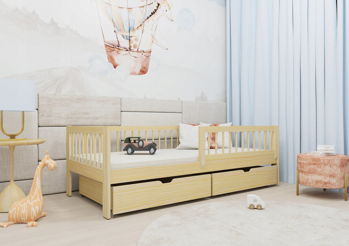 CHILDREN'S BED WITH BARRIER EDGAR 80X180 PINE DRAWER COT 180X80