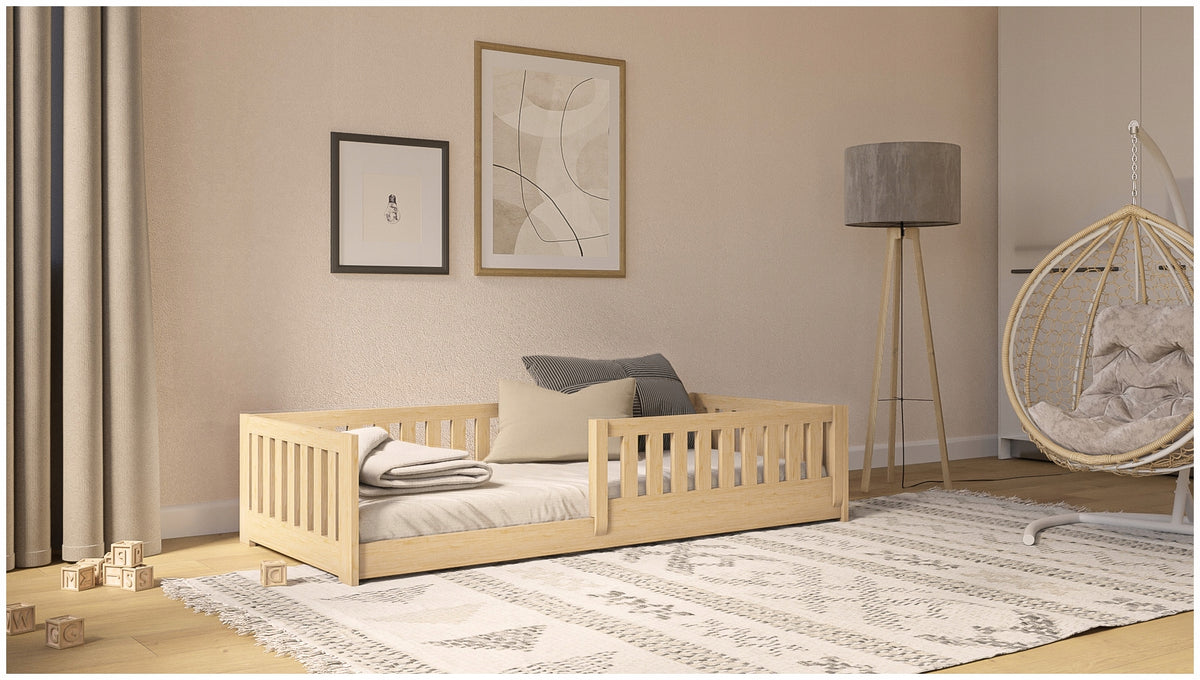 CHILDREN'S BED WITH BARRIER LUNA 80X180 PINE FLOOR 180X80 LOW