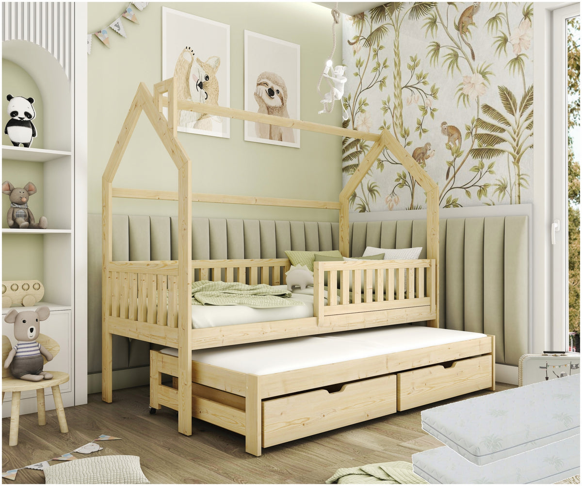CHILDREN'S BED WITH BARRIER MONKEJ 80X160 PINE COTTAGE 160X80 COT
