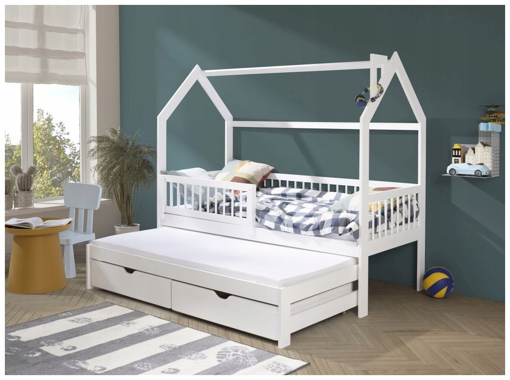 CHILDREN'S BED WITH BARRIER PIPI 80X180 WHITE COTTAGE COT 180X80