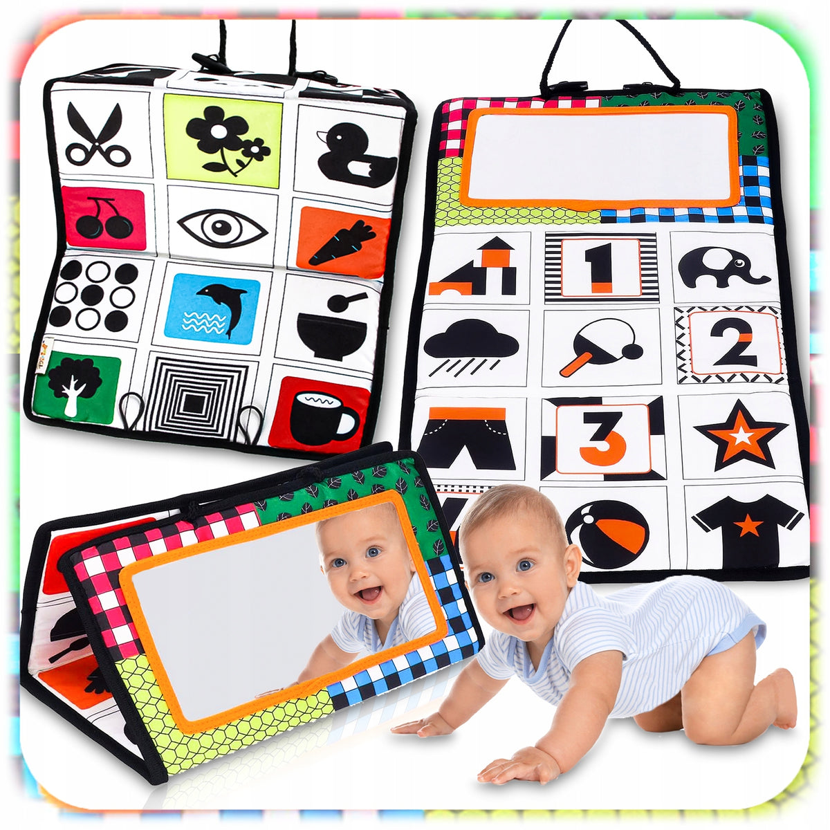 CHILDREN'S BOOK SENSORY MANIPULATION BOARD WITH MIRROR Manufacturer code 007316