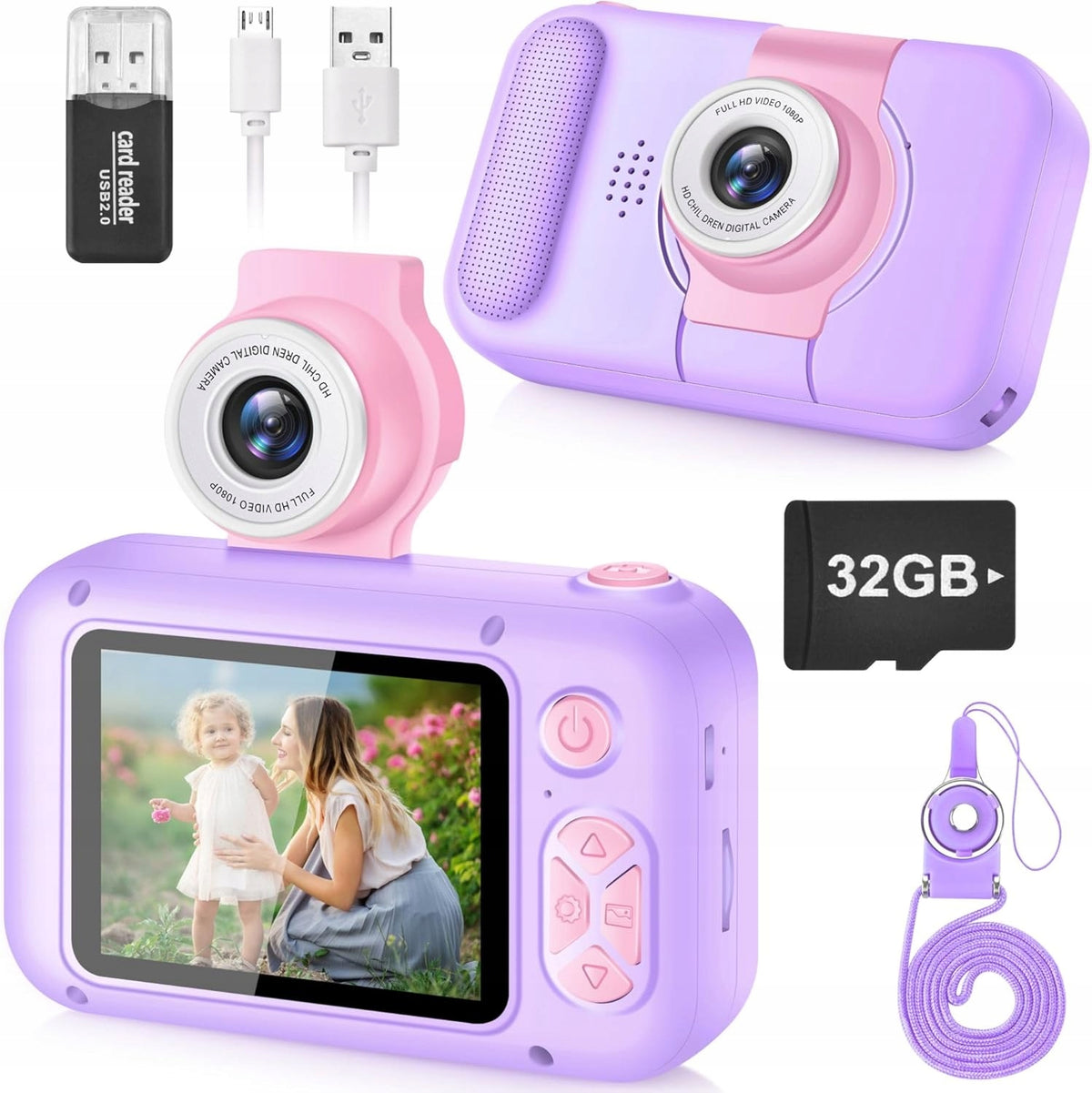 CHILDREN'S CAMERA ARNSSIEN DIGITAL SELFIE 180° CAMERA 32GB