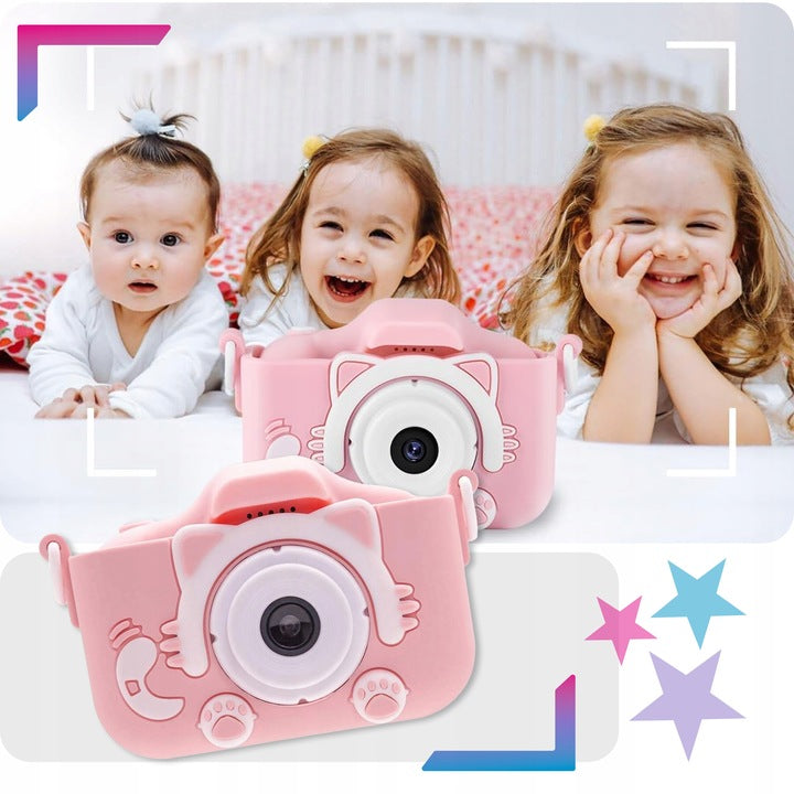 CHILDREN'S CAMERA DIGITAL BABY + 4GB card pink kitten Brand GALAXIA