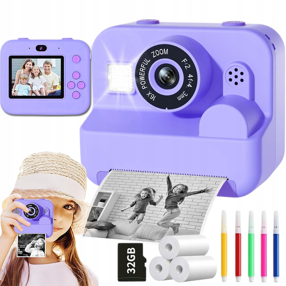 CHILDREN'S CAMERA DIGITAL INSTANT WITH 1080P PRINTER