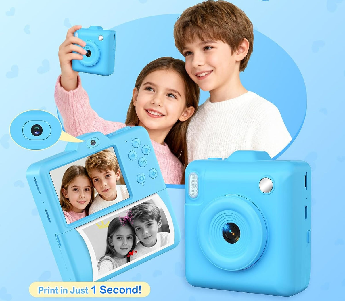 CHILDREN'S CAMERA DIGITAL INSTANT WITH PRINTER + CARTRIDGES Model 6PH0064BU