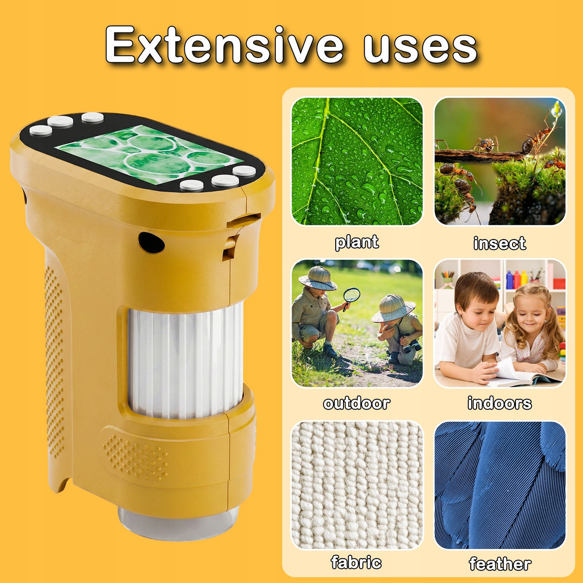 CHILDREN'S DIGITAL MICROSCOPE Electronic Educational HD Interior Memory Yellow Manufacturer code MG 18 HD 1000X