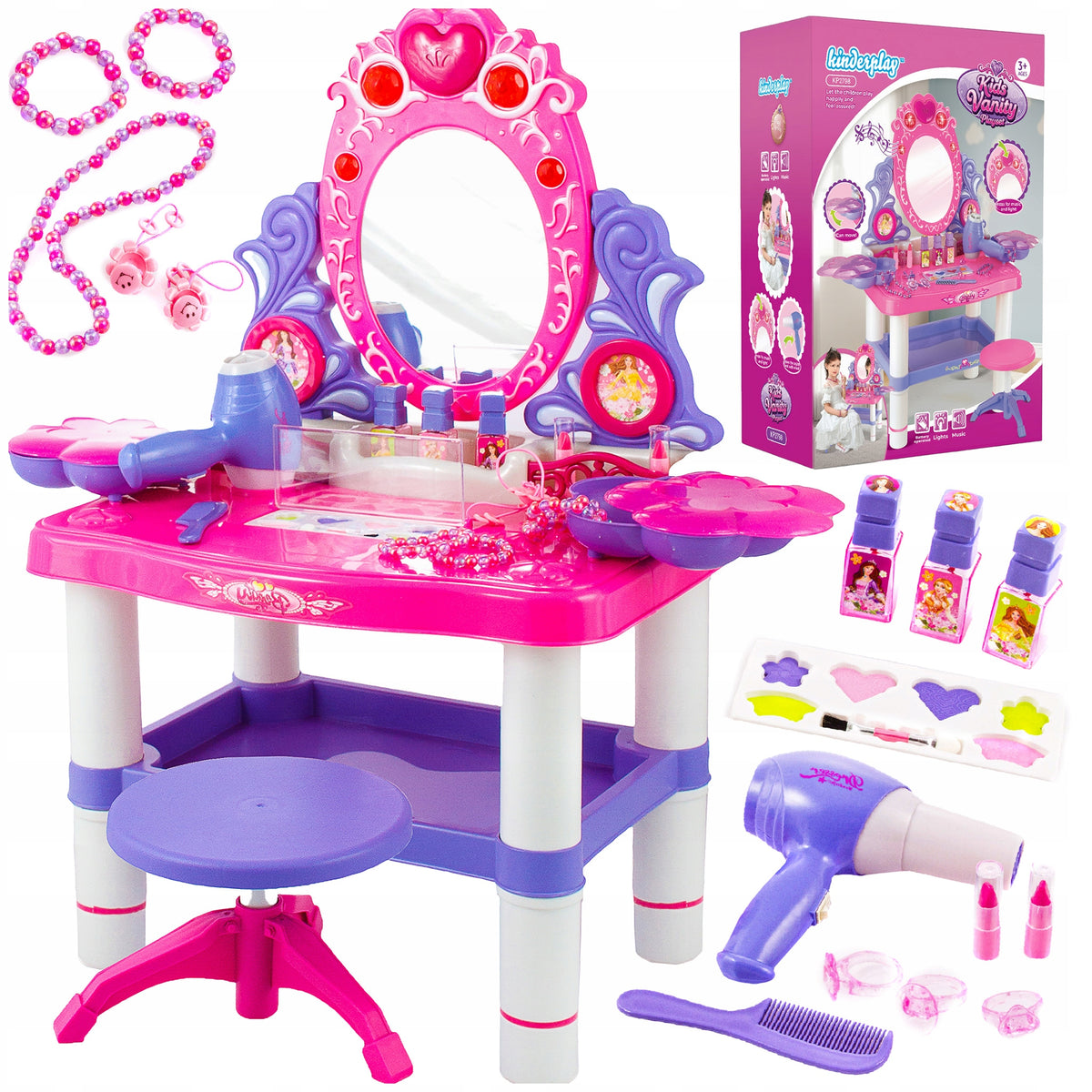 CHILDREN'S DRESSING TABLE ACCESSORIES LIGHT SOUND DRYER JEWELRY