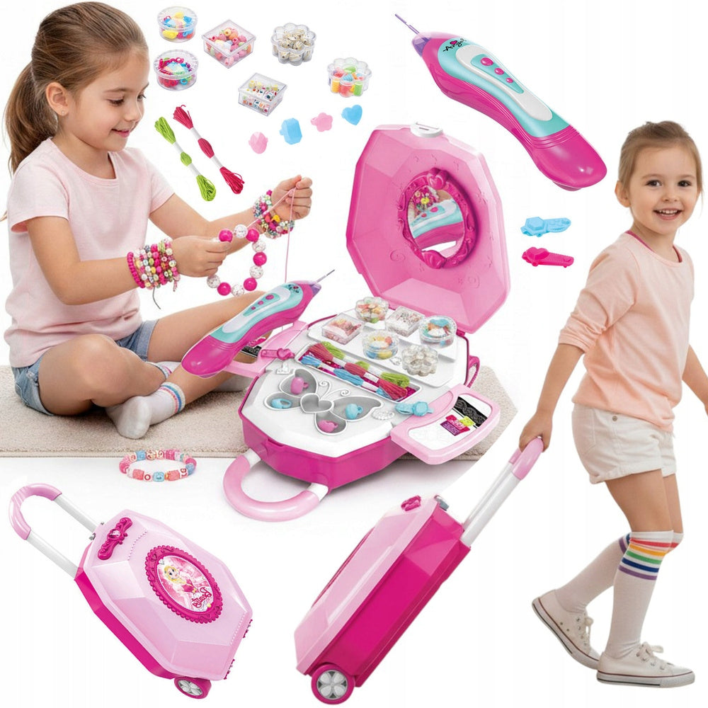 CHILDREN'S DRESSING TABLE SUITCASE ON WHEELS COSMETIC CHEST SET GIFT