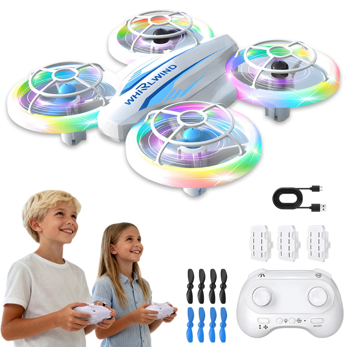 CHILDREN'S DRONE REMOTE CONTROLLED WITH 3 BATTERIES FOR LEARNING TO FLY AND PLAY