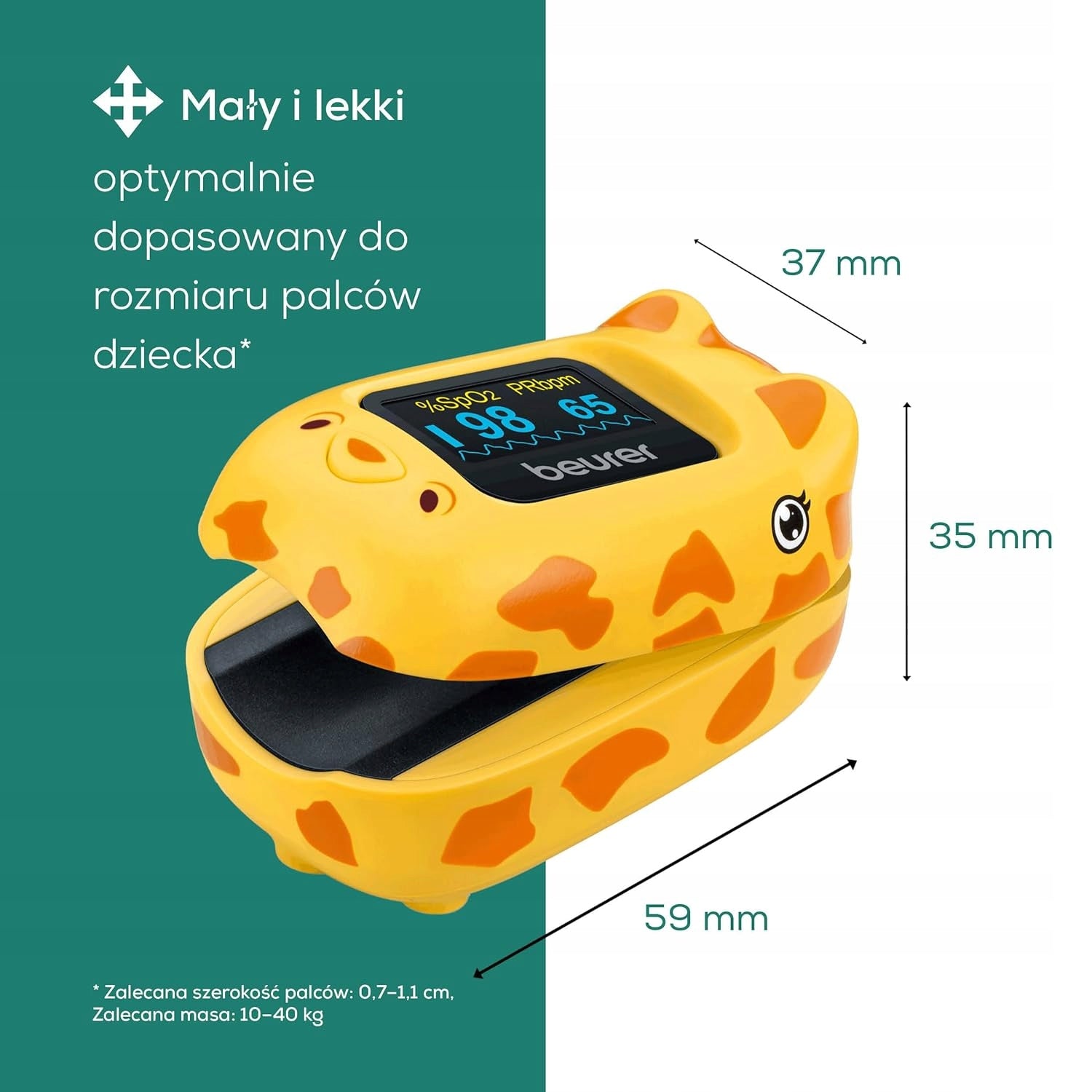 CHILDREN'S FINGER PULSE OXIMETER WITH LED DISPLAY AND COVER EAN (GTIN) 3606236021603