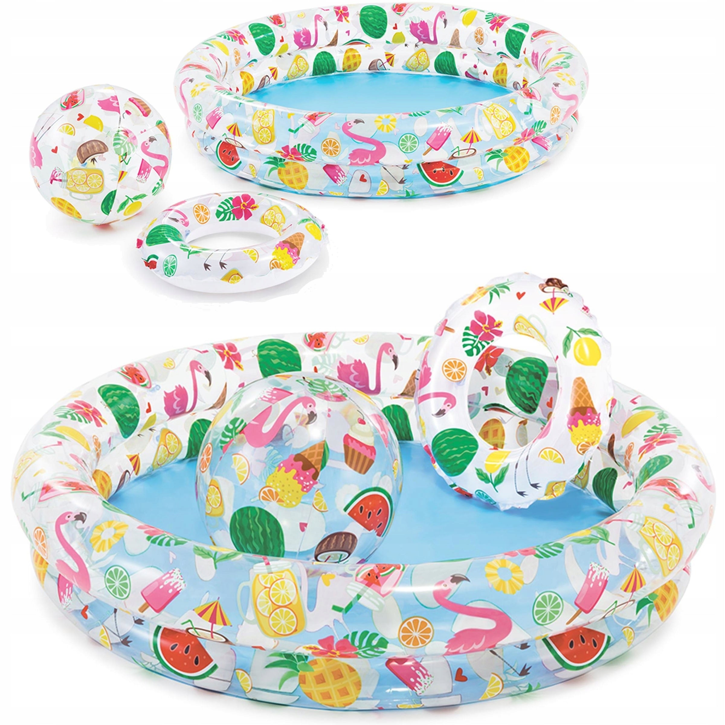 CHILDREN'S INFLATABLE GARDEN POOL SET + BALL + SWIMMING WHEEL INTEX