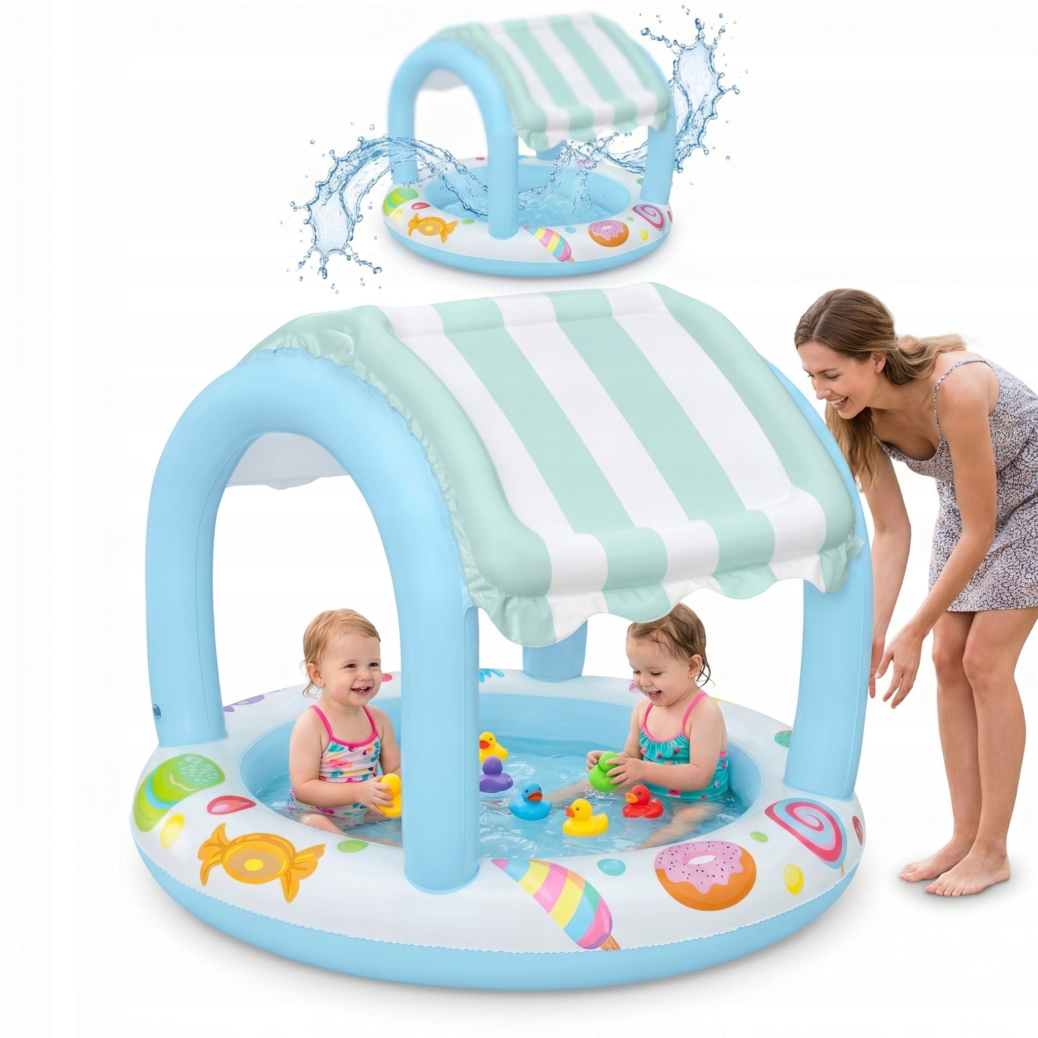 CHILDREN'S INFLATABLE POOL FOR GARDEN FOR HOLIDAY WITH CANDY CANOPY COTTAGE