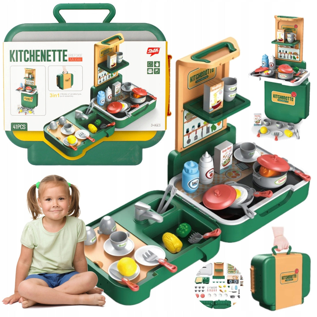 CHILDREN'S KITCHEN 3in1 KITCHEN SET SUITCASE Fun to cook