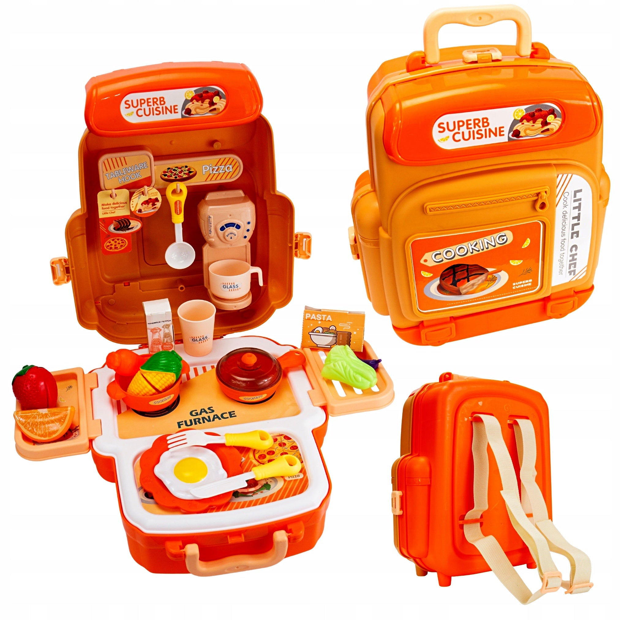 CHILDREN'S KITCHEN IN SUITCASE STOVE SET 31 EL VEGETABLES FOR CUTTING Packaging status original