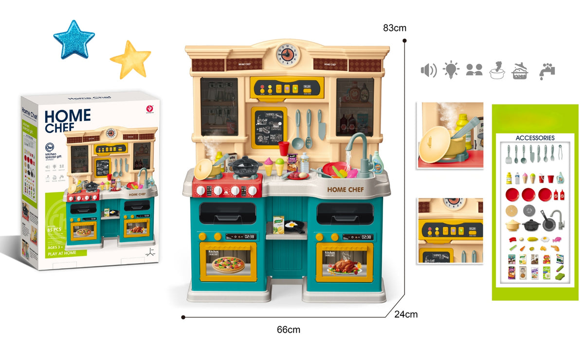 CHILDREN'S KITCHEN INTERACTIVE PAIR OF POTS TAP SINK BURNERS WATER 85 EL. Brand BOUNN