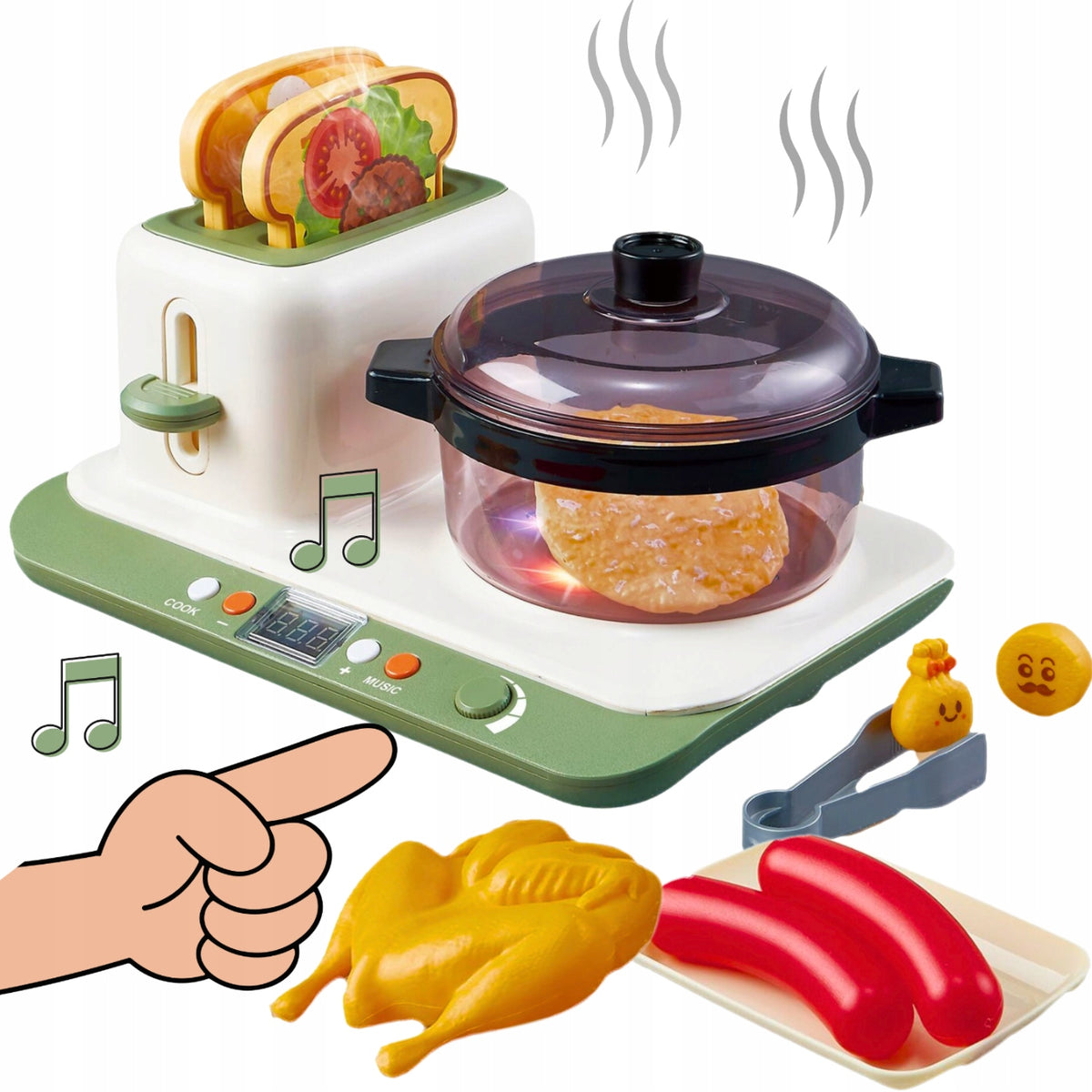 CHILDREN'S KITCHEN SET POT TOASTER AGD 12 EL ELECTRIC COOKER 3+ Packaging status original