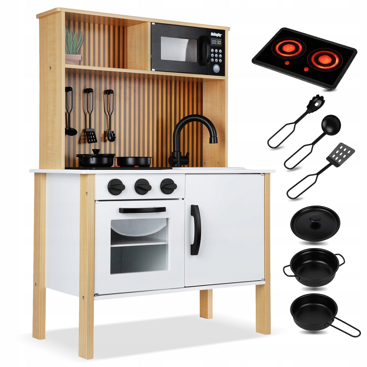 CHILDREN'S KITCHEN WOODEN INTERACTIVE KINDERPLAY ACCESSORIES LIGHT