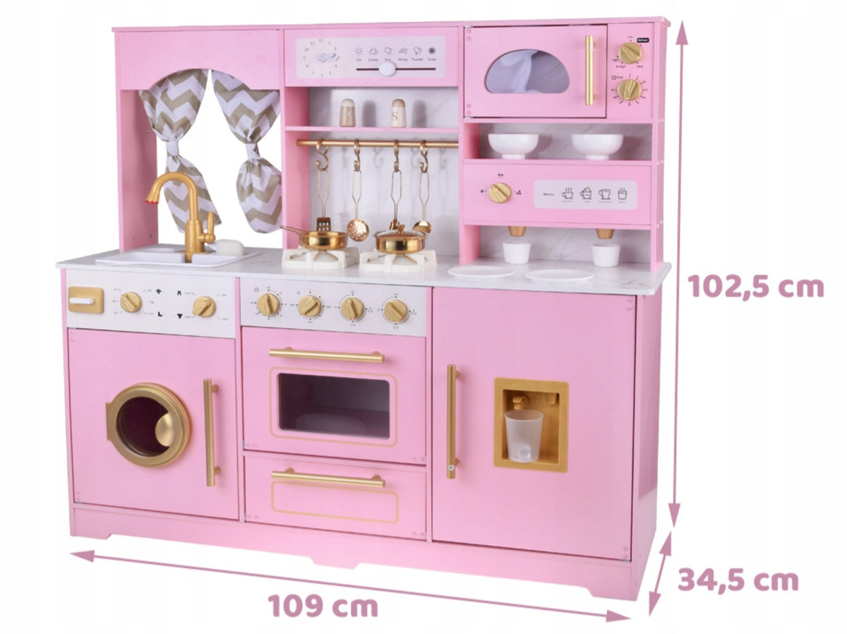 CHILDREN'S KITCHEN WOODEN LARGE INTERACTIVE GLAMOUR GOLD ACCESSORIES Brand Jokomisiada