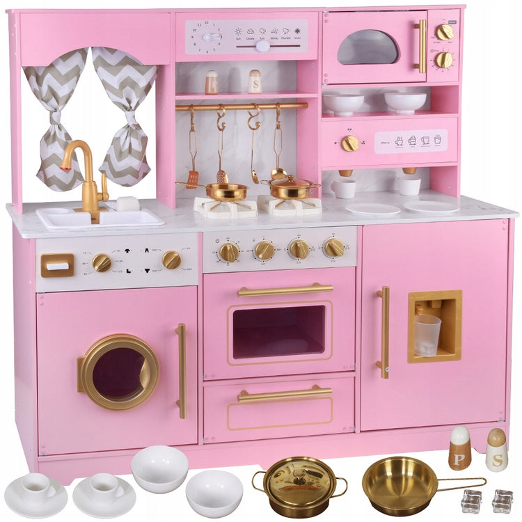 CHILDREN'S KITCHEN WOODEN LARGE INTERACTIVE GLAMOUR GOLD ACCESSORIES