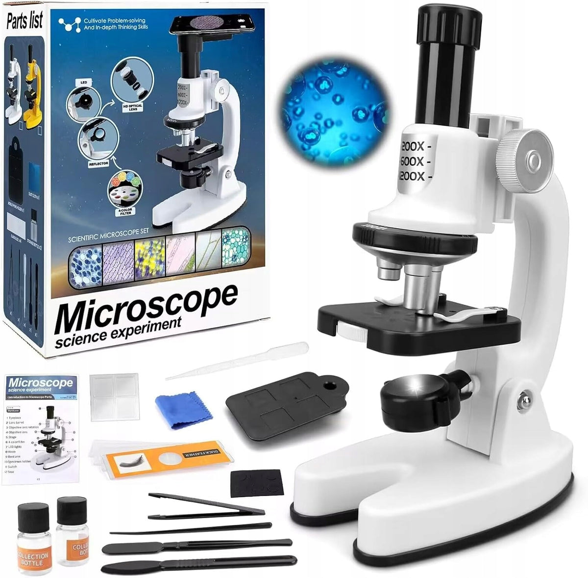 CHILDREN'S MICROSCOPE DIGITAL LED 1200x EDUCATIONAL SCIENCE KIT Akcesoria