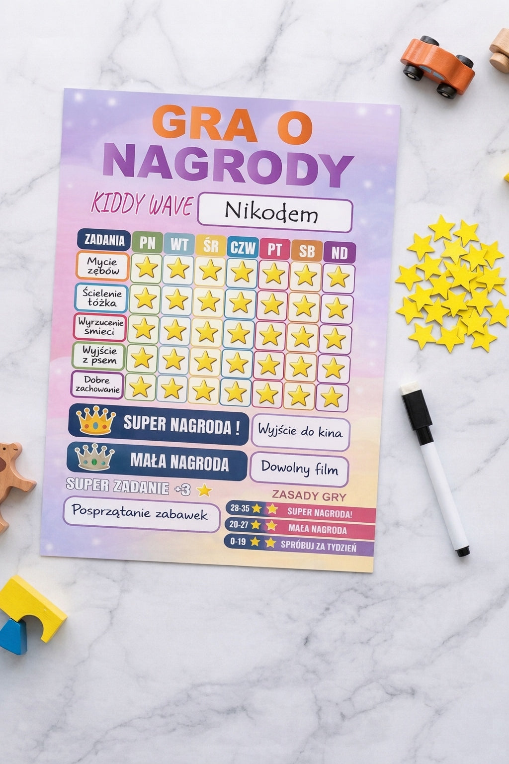 CHILDREN'S MOTIVATIONAL BOARD FOR REFRIGERATOR GAME FOR KIDDY WAVE REWARDS 45X30CM Brand no brand