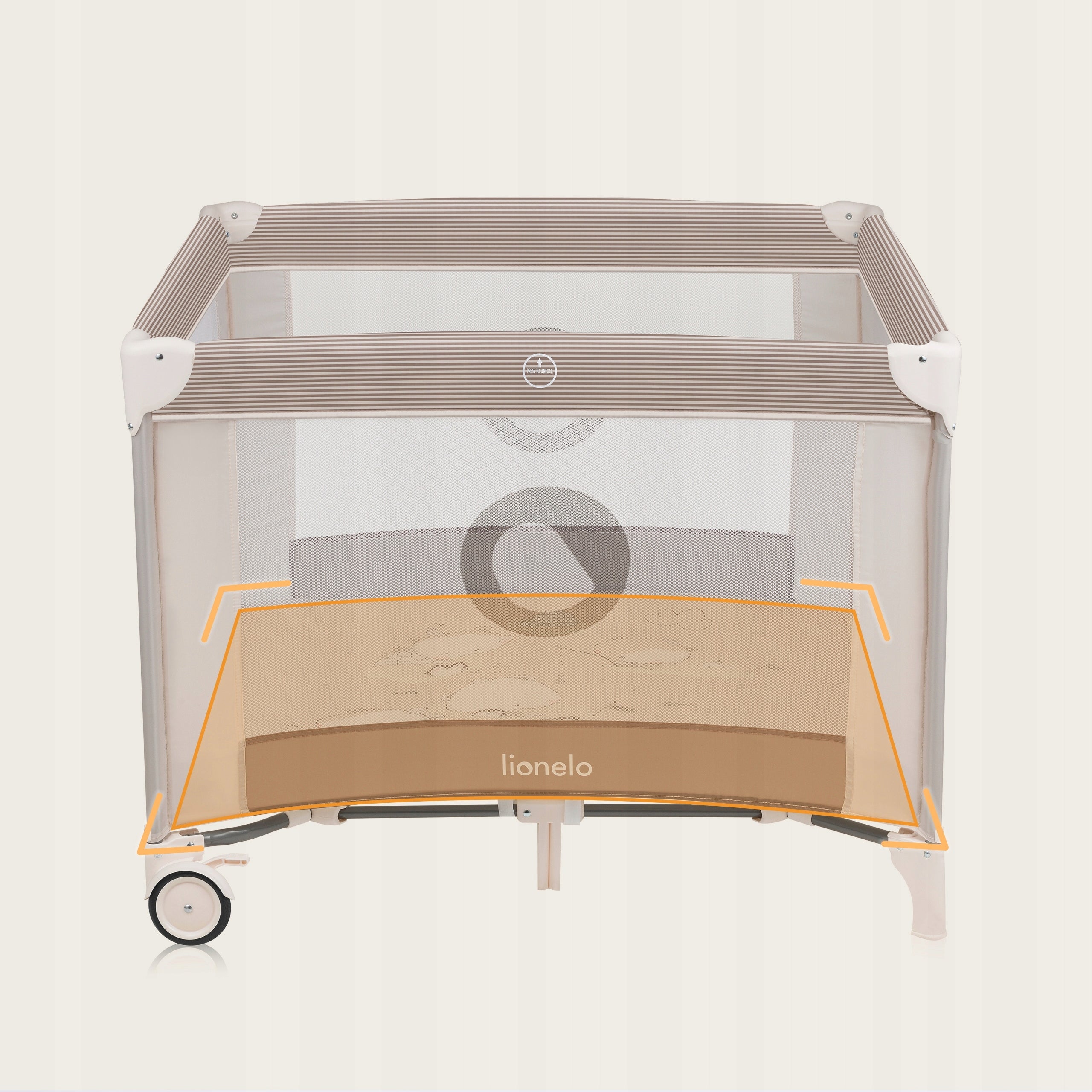 CHILDREN'S PLAYPEN FOLDING ON WHEELS LARGE FOAM MATTRESS Lionelo Bonnie Brand Lionelo