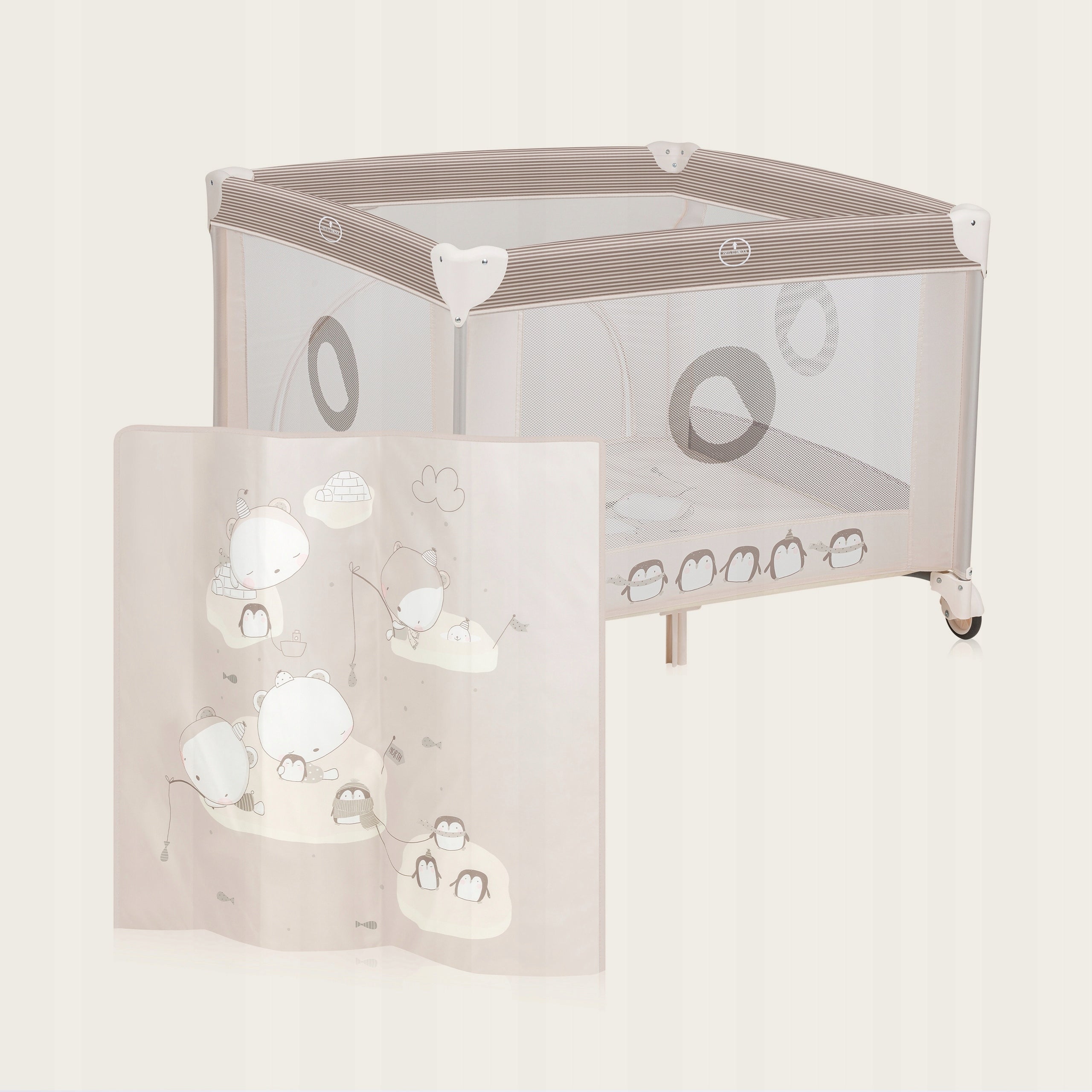 CHILDREN'S PLAYPEN FOLDING ON WHEELS LARGE FOAM MATTRESS Lionelo Bonnie Kind playpen