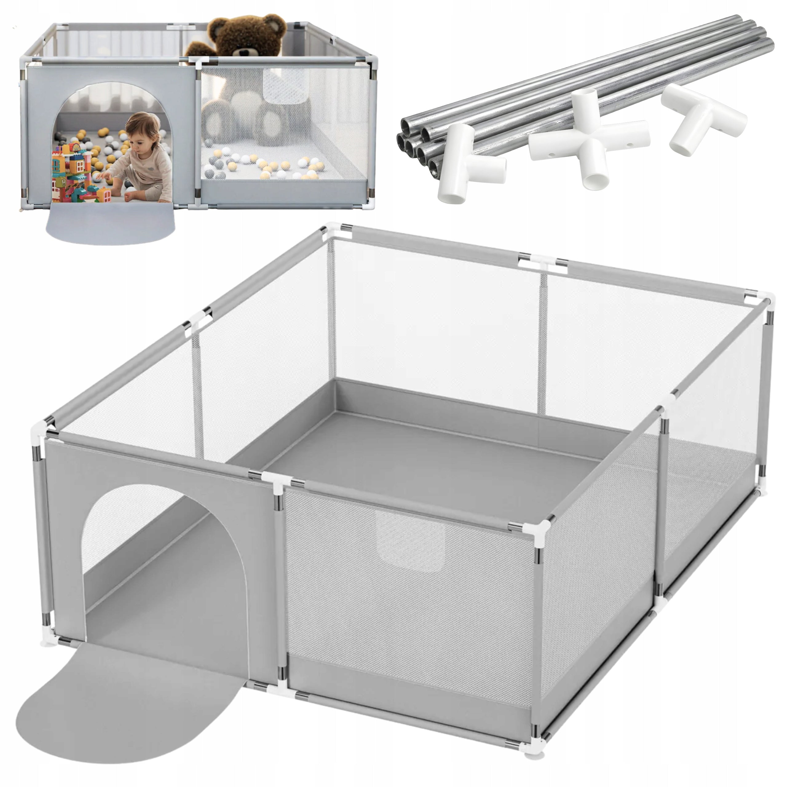 CHILDREN'S PLAYPEN SQUARE TOYS DRY CHILDREN'S POOL LARGE SET STEEL TUBES