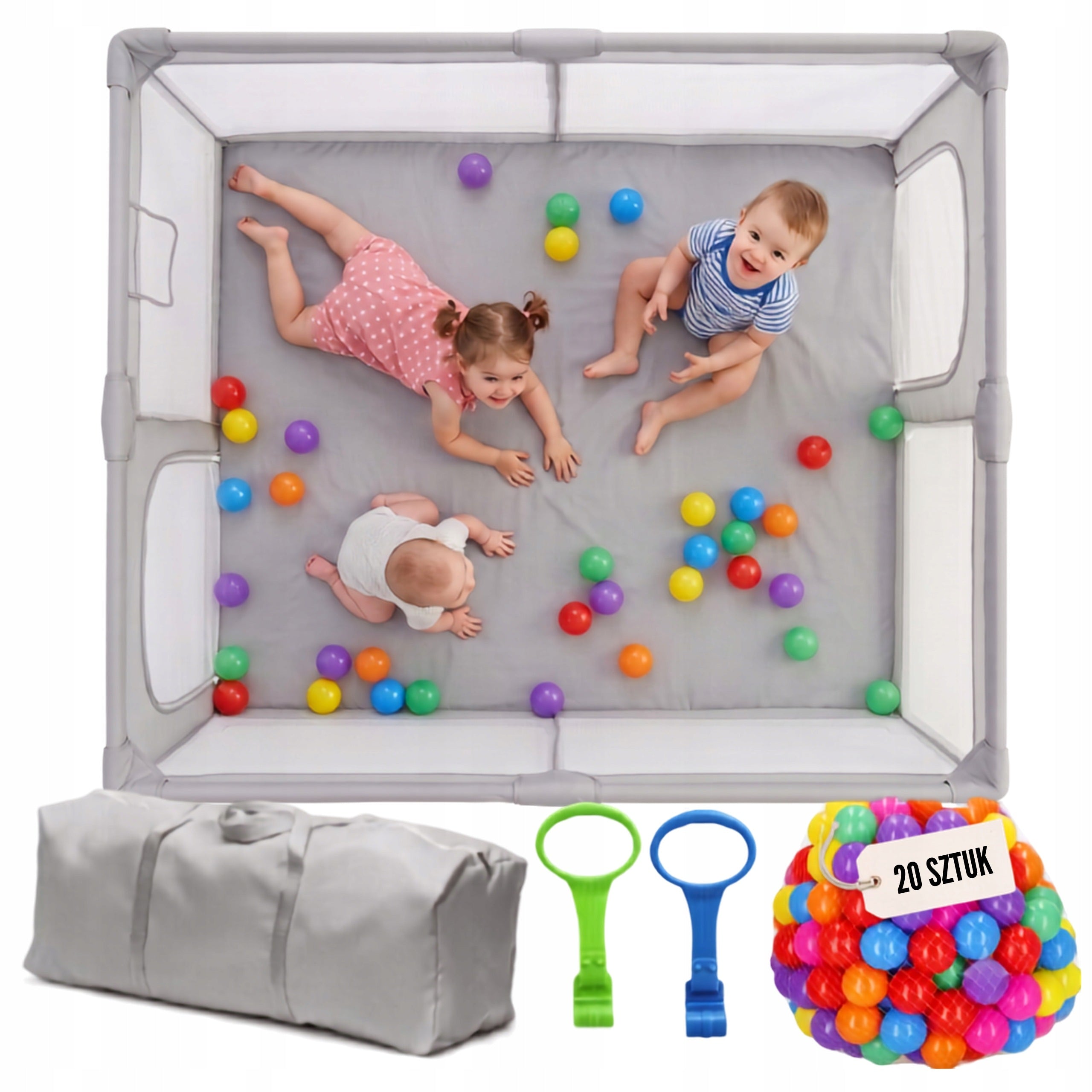 CHILDREN'S PLAYPEN XXL 180X200 DRY POOL SQUARE TOYS + BALLS + BAG
