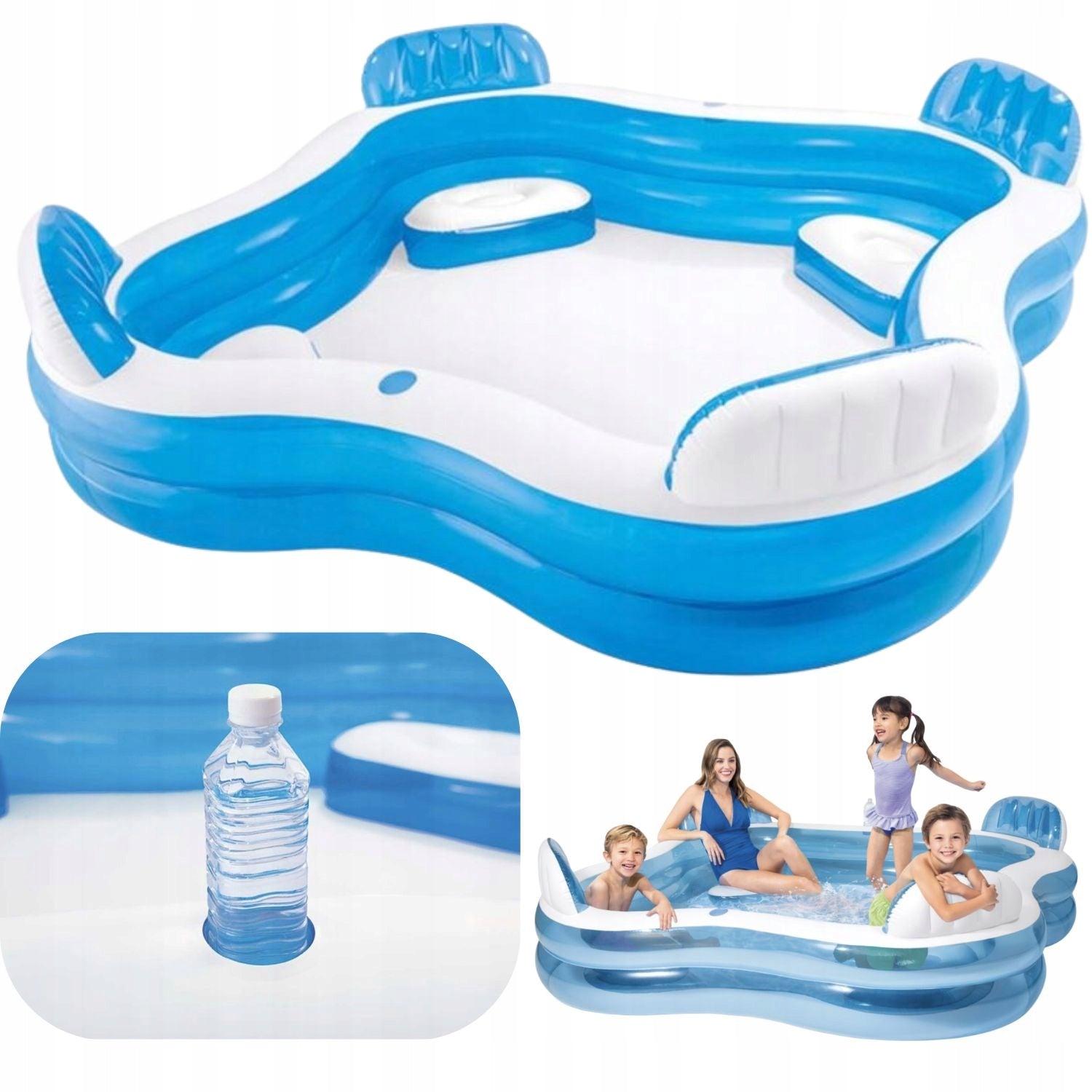 CHILDREN'S POOL INFLATABLE GARDEN LARGE WITH BACKREST DRINK HOLDER INTEX Packaging status original