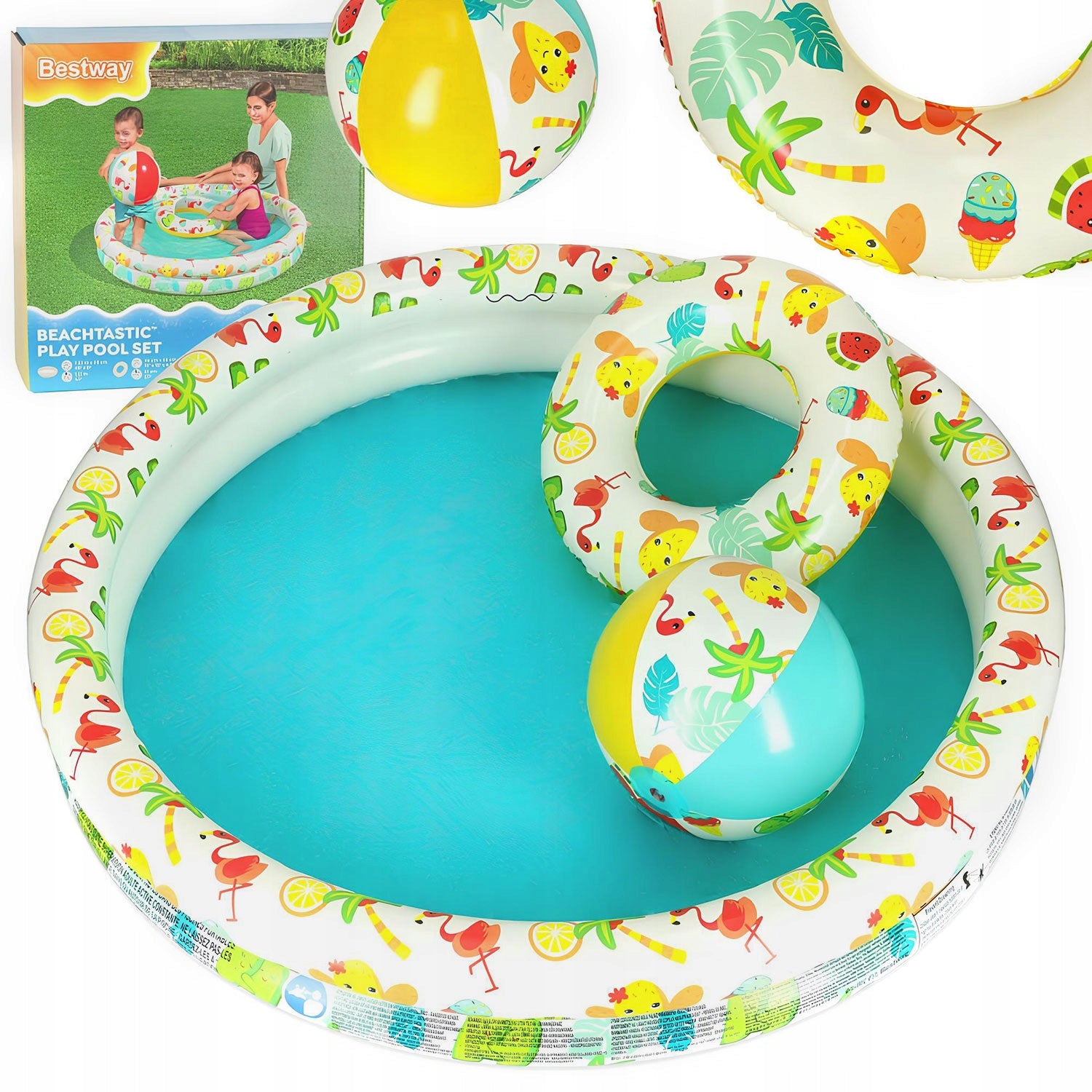 CHILDREN'S POOL INFLATABLE GARDEN ROUND GARDEN SET WITH BALL AND WHEEL Packaging status original
