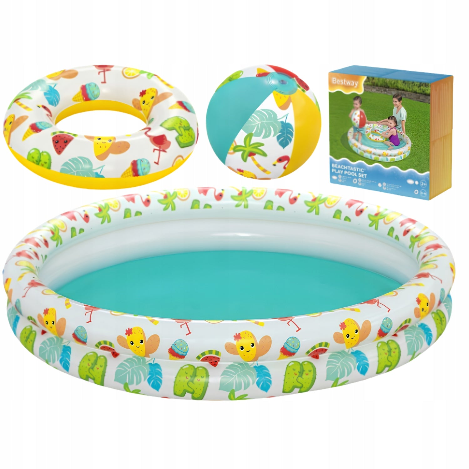 CHILDREN'S POOL INFLATABLE GARDEN ROUND GARDEN SET WITH BALL AND WHEEL