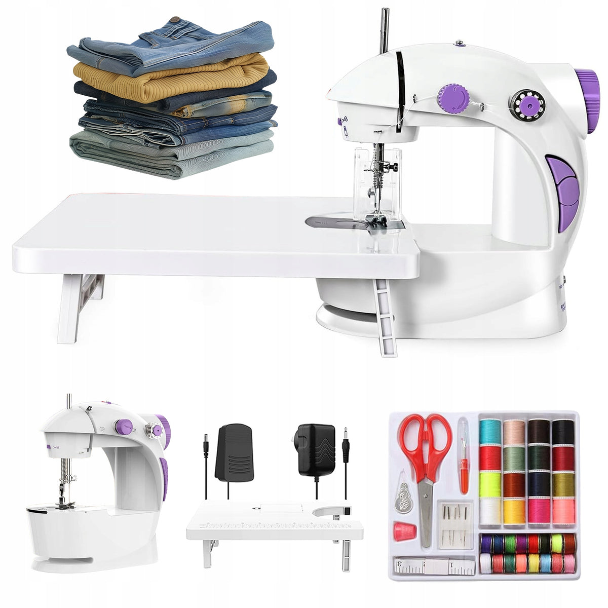 CHILDREN'S SEWING MACHINE REAL WITH ACCESSORIES PORTABLE LIGHTING Packaging status original