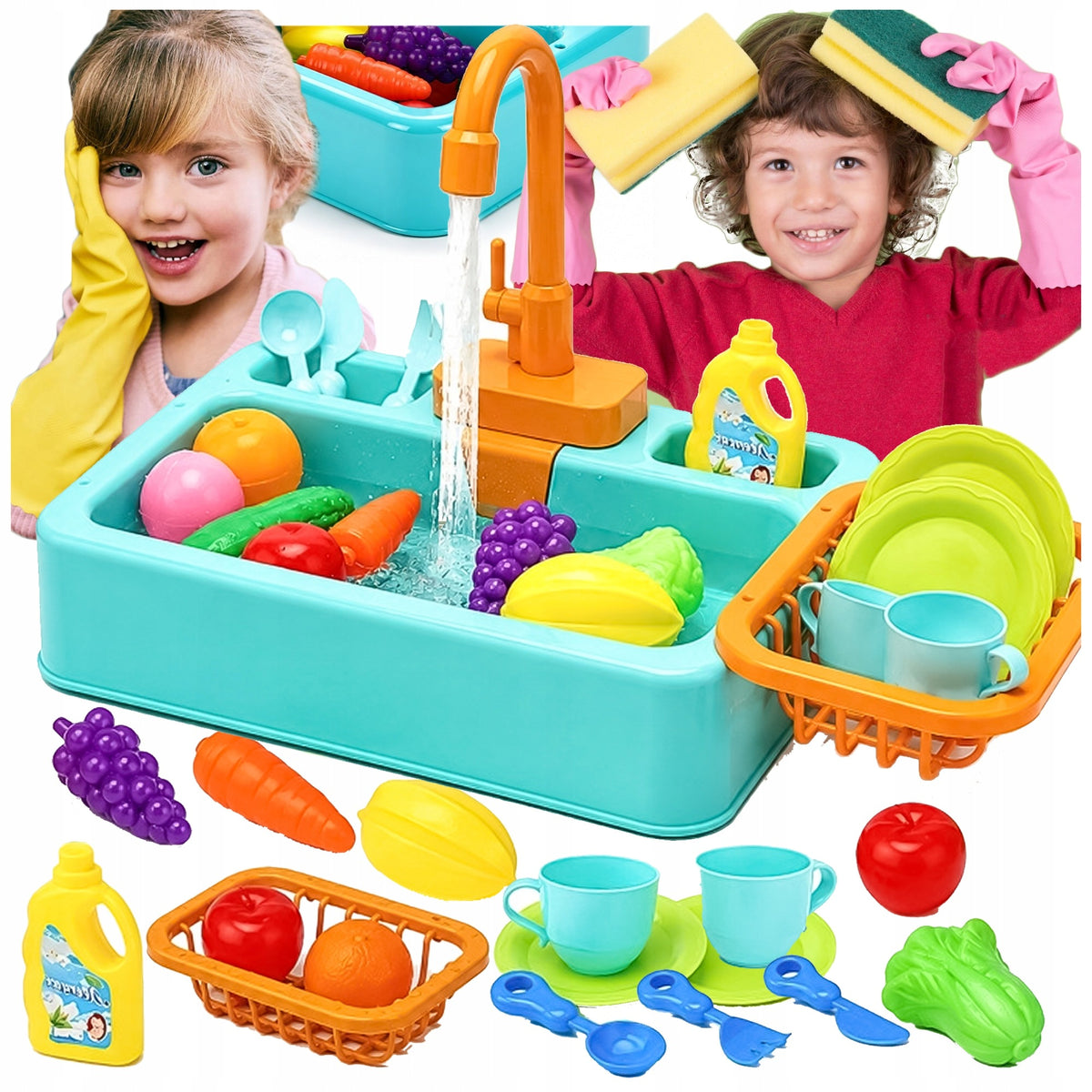 CHILDREN'S SINK DISHWASHING SINK WITH WATER FLOW INTERACTIVE Packaging status original