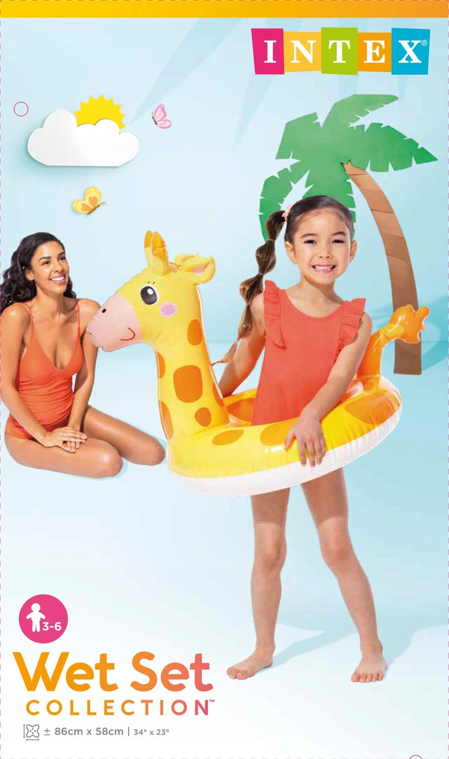 CHILDREN'S SWIMMING WHEEL INFLATABLE UNICORN GIRAFFE PEACOCK INTEX 58CM Manufacturer code 59221NP