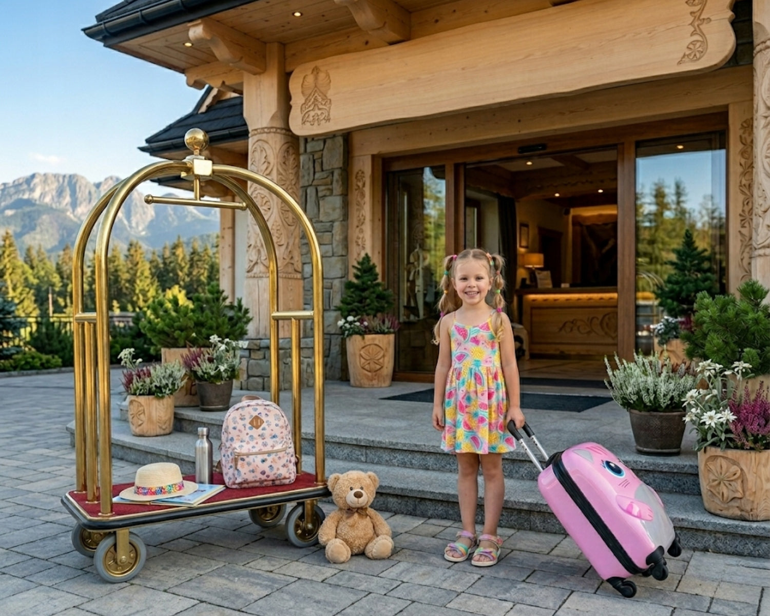 CHILDREN'S TRAVEL CABIN SUITCASE FOR CHILDREN ON WHEELS CAT PINK Manufacturer code BNT_WALIZKA.K32