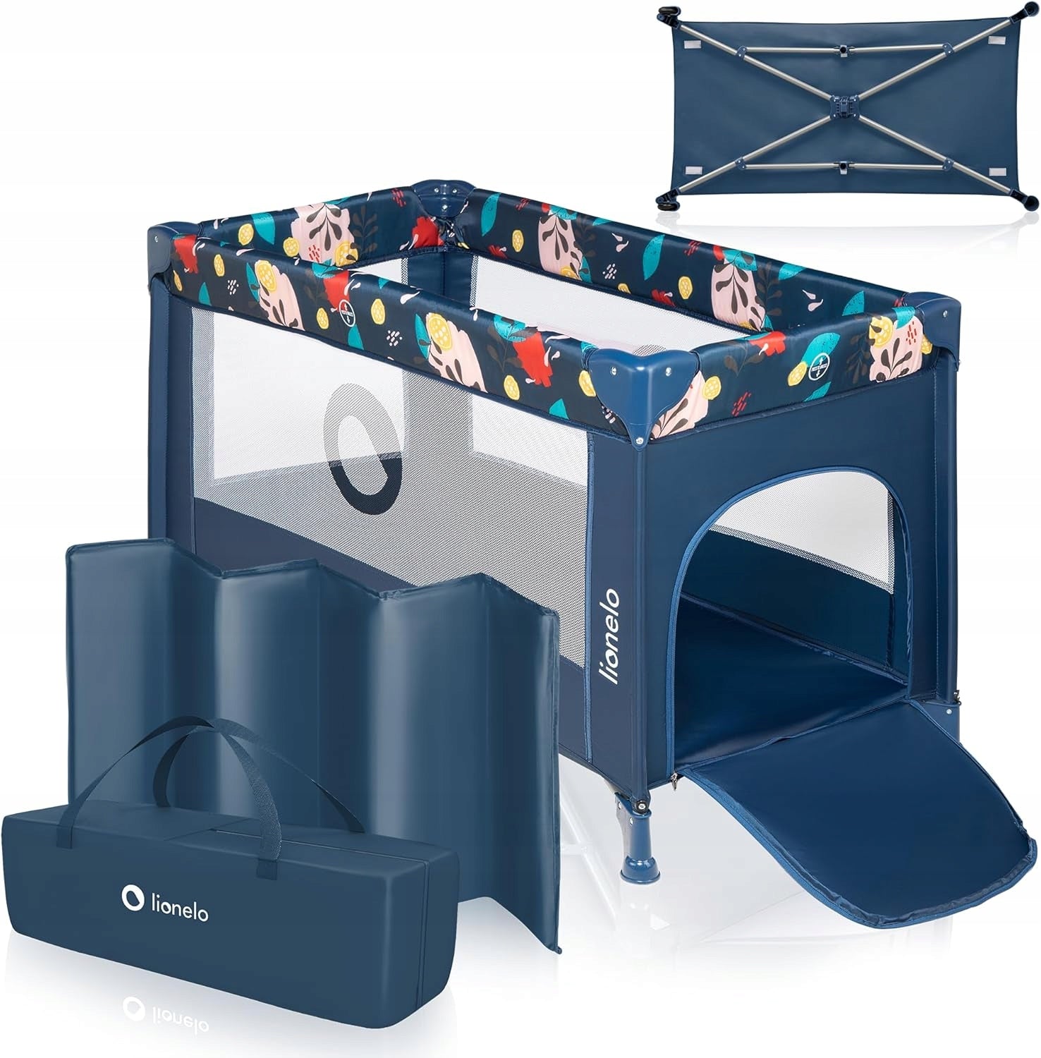 CHILDREN'S TRAVEL COT FOLDING WITH BAG AND FOAM MAT