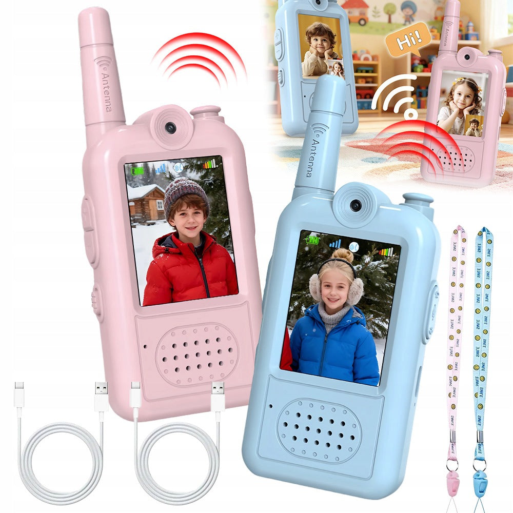 CHILDREN'S VIDEO WALKIE-TALKIES 2PCS WITH WALKIE TALKIE CAMERA PINK BLUE Packaging status original