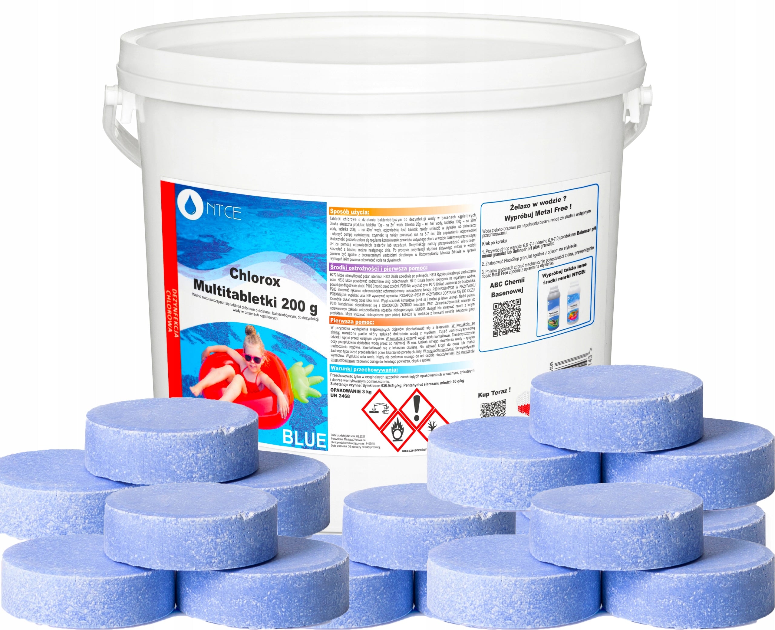 CHLORINE FOR JACUZZI SPA POOL TABLETS BLUE WATER POOL CHEMICALS 3 KG
