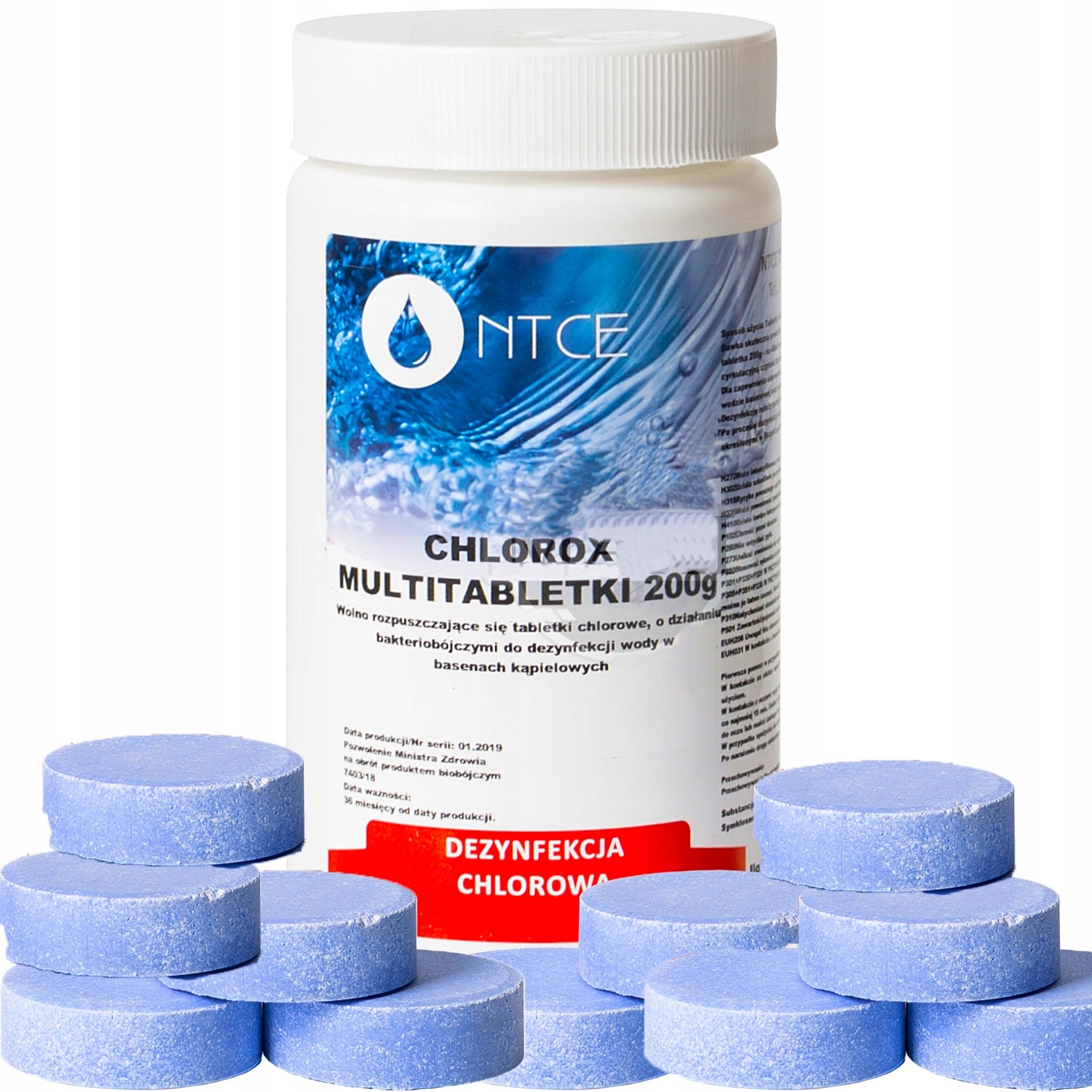 CHLORINE FOR POOL MULTIFUNCTIONAL TABLETS 11in1 BLUE WATER 200g 1kg
