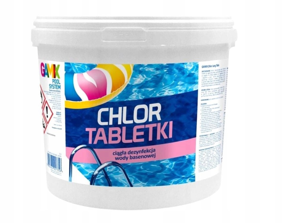 CHLORINE TABLETS 200g 3kg for Swimming Pool Permanent Water Disinfection Brand Gamix