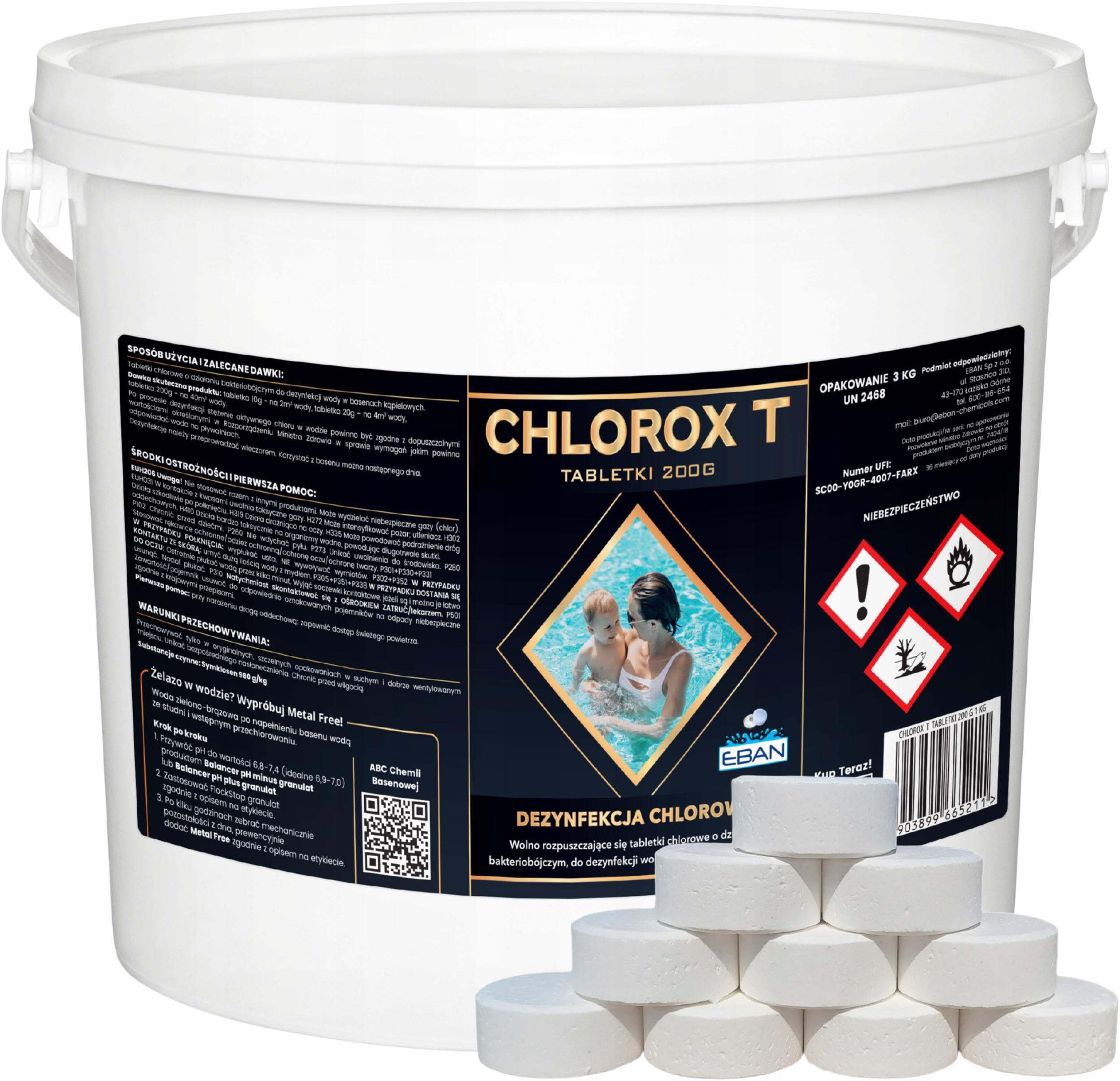 CHLOROX T TABLETS 200G 3KG POOL WATER DISINFECTION CHLORINE CHEMISTRY POOL