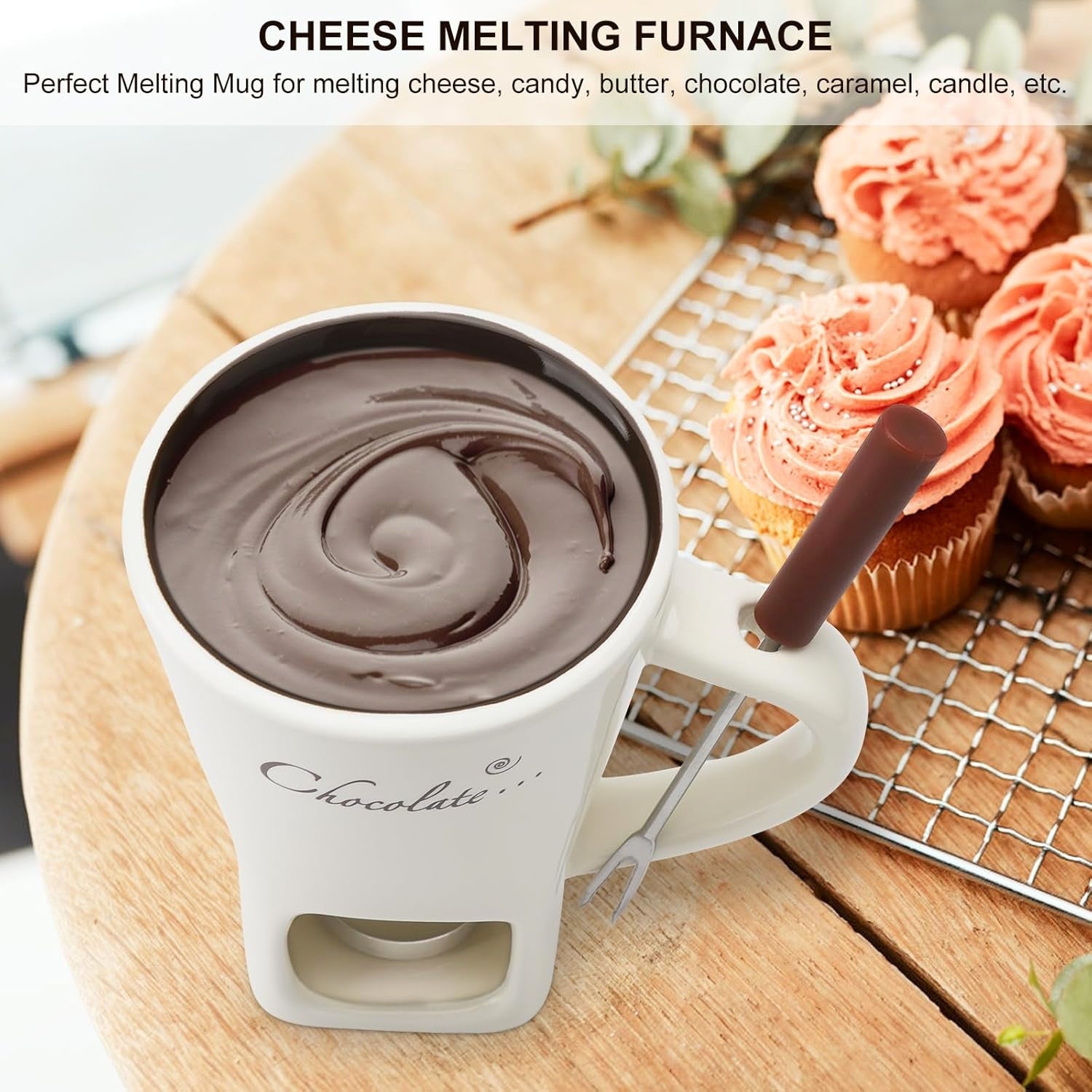 CHOCOLATE FONDUE CUP 200 ML WITH FORKS CERAMIC SET EAN (GTIN) 021771852469